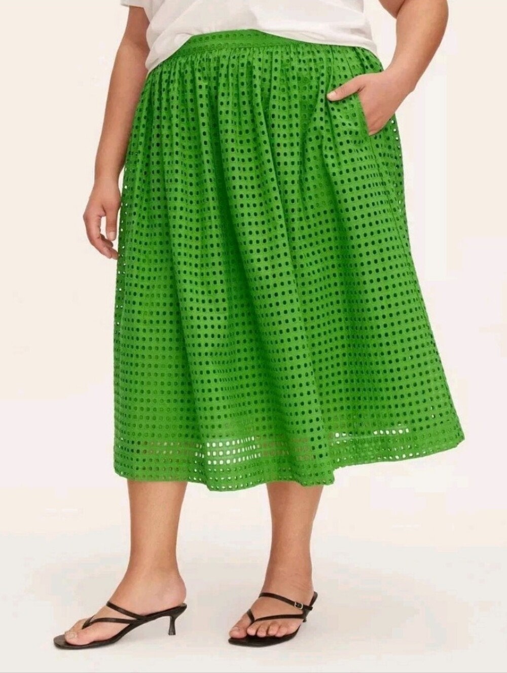 kate spade Green Eyelet Midi Skirt